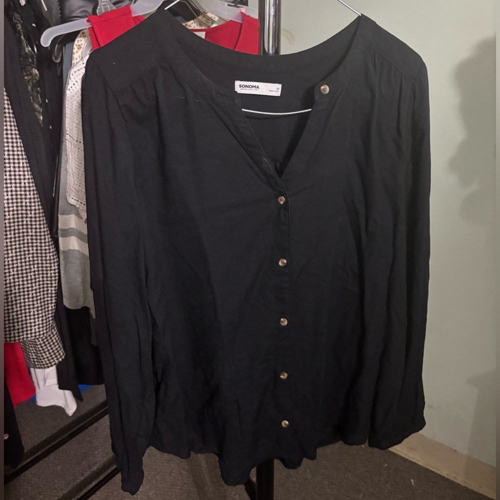 Sonoma Women's Elegant Black Button-Down Shirt